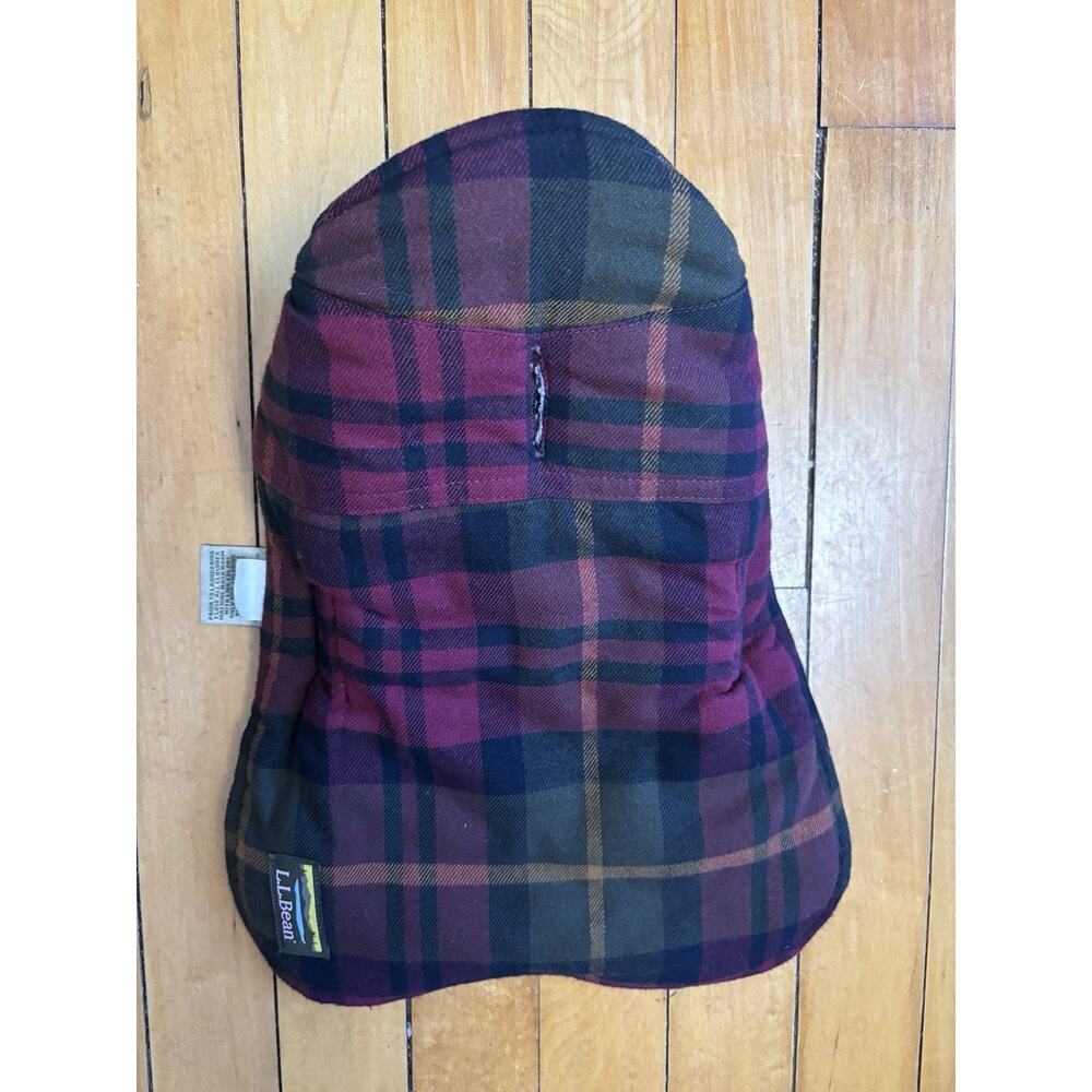 L.L. Bean Reversible Dog Coat Small Plaid Field Jacket Burgundy Black